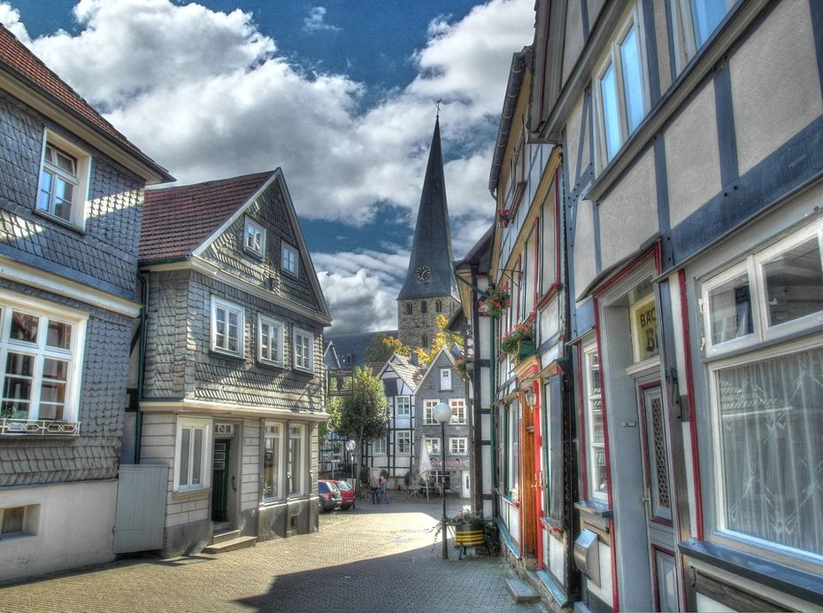 Die Altstadt von Hattingen mit alten Fachwerkhäusern