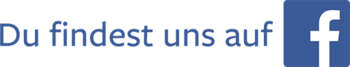 Facebook-Logo mit Aufschrift "Du findest uns auf Facebook"