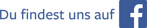 Facebook-Logo mit Text "Du findest uns auf Facebook"